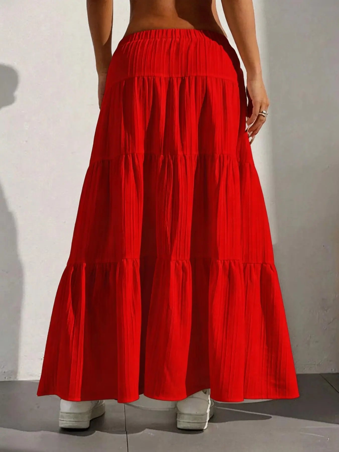 Women's Solid Color Tie Front Loose Skirt, Boho Bohemian Fashion Casual Maxi Long Skirt for Daily Wear, Holidays and Vacations, Summer Ladies Bottoms