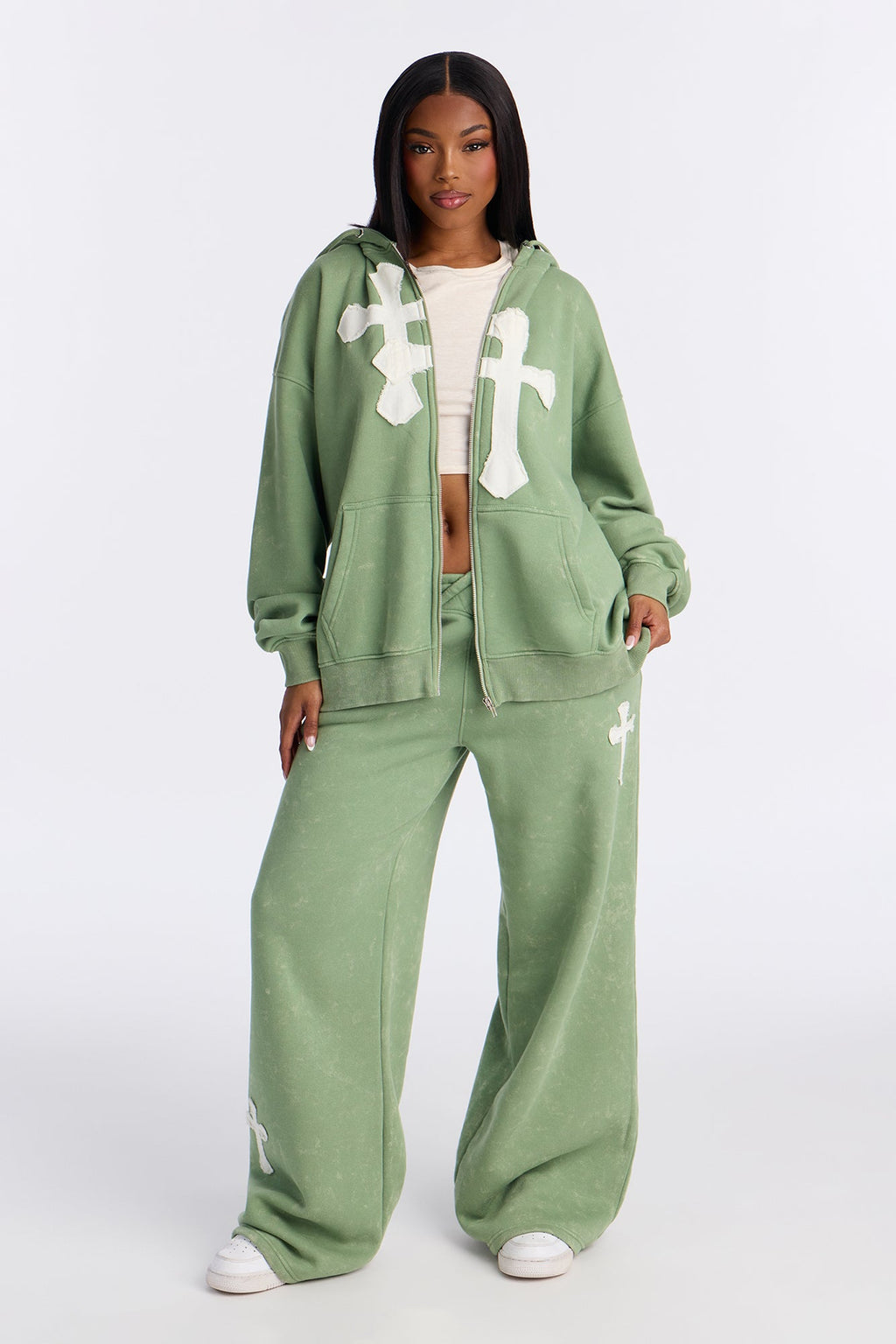Double The Intentions Washed Fleece Hoodie - Pink