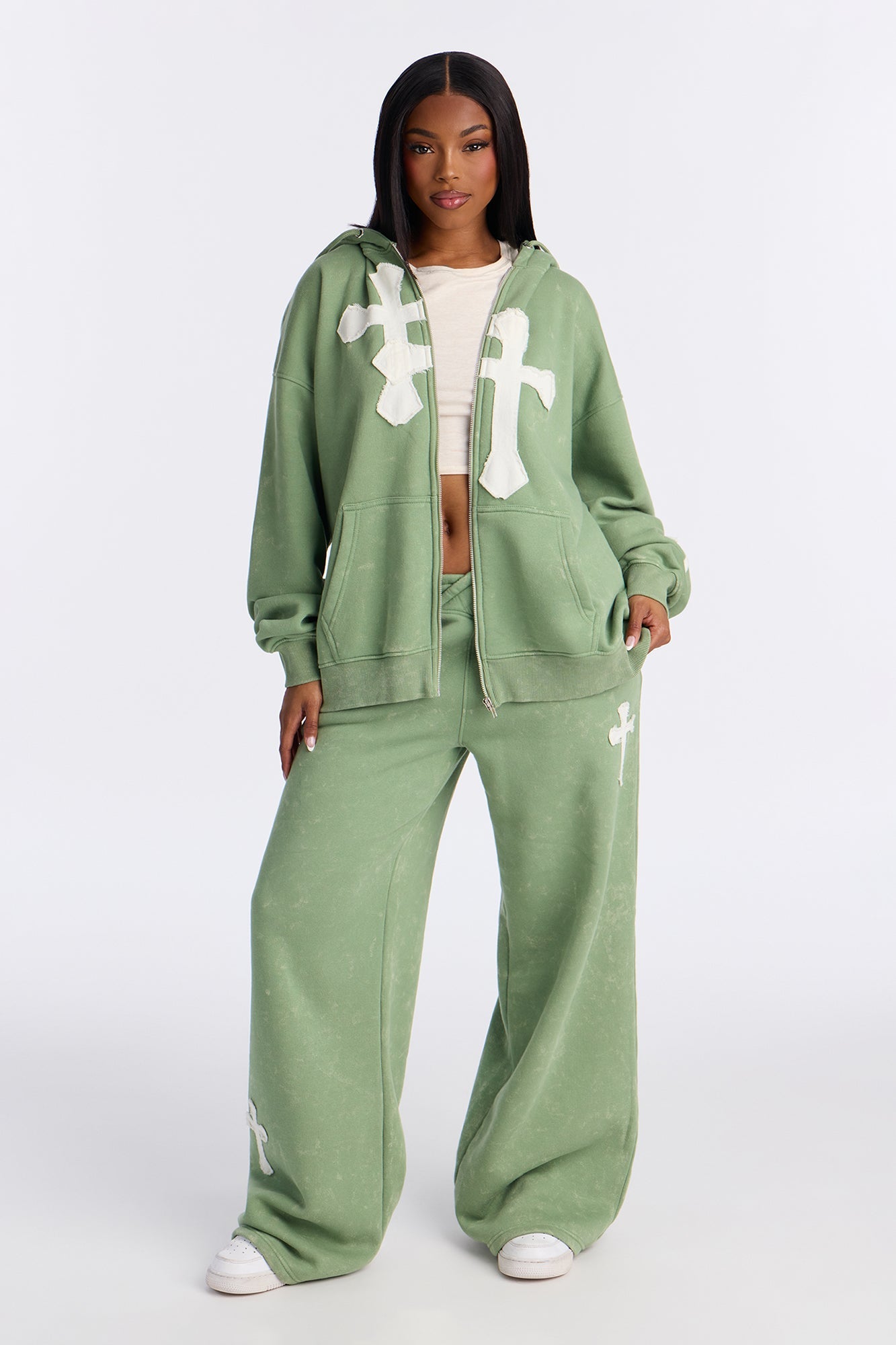 Double The Intentions Washed Fleece Hoodie - Pink