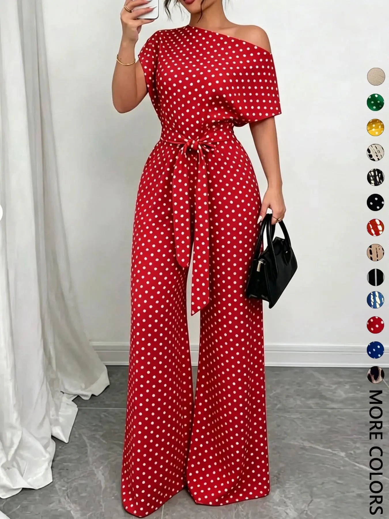 Women's All Over Print Tie Front Jumpsuit - Casual Style