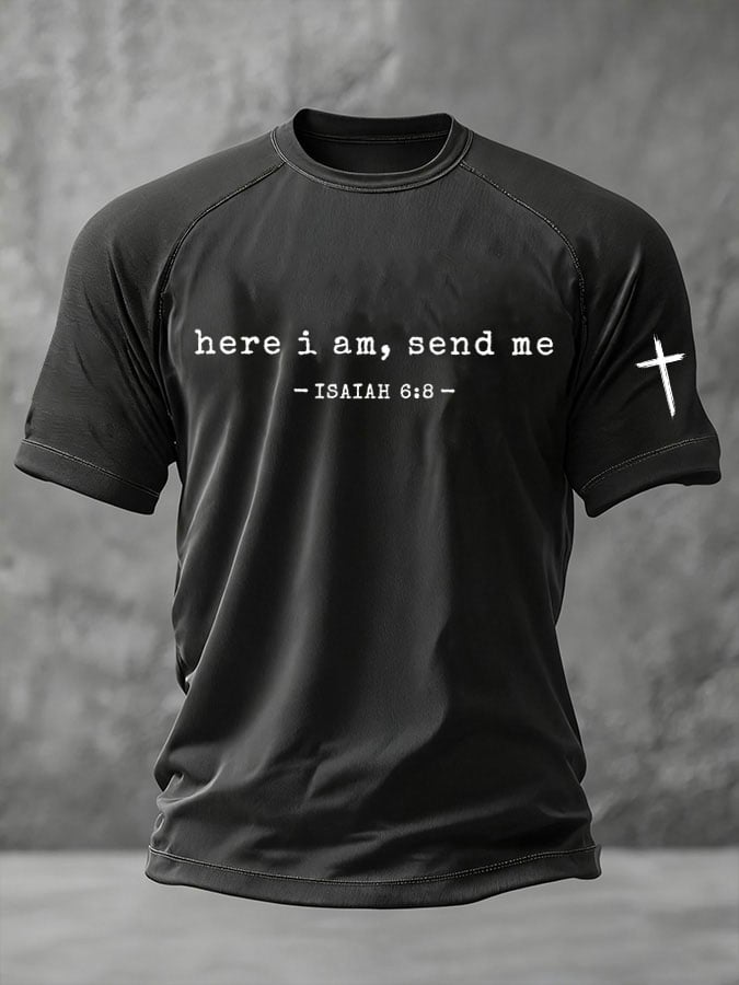Men's Vintage Faith Print Casual T-Shirt