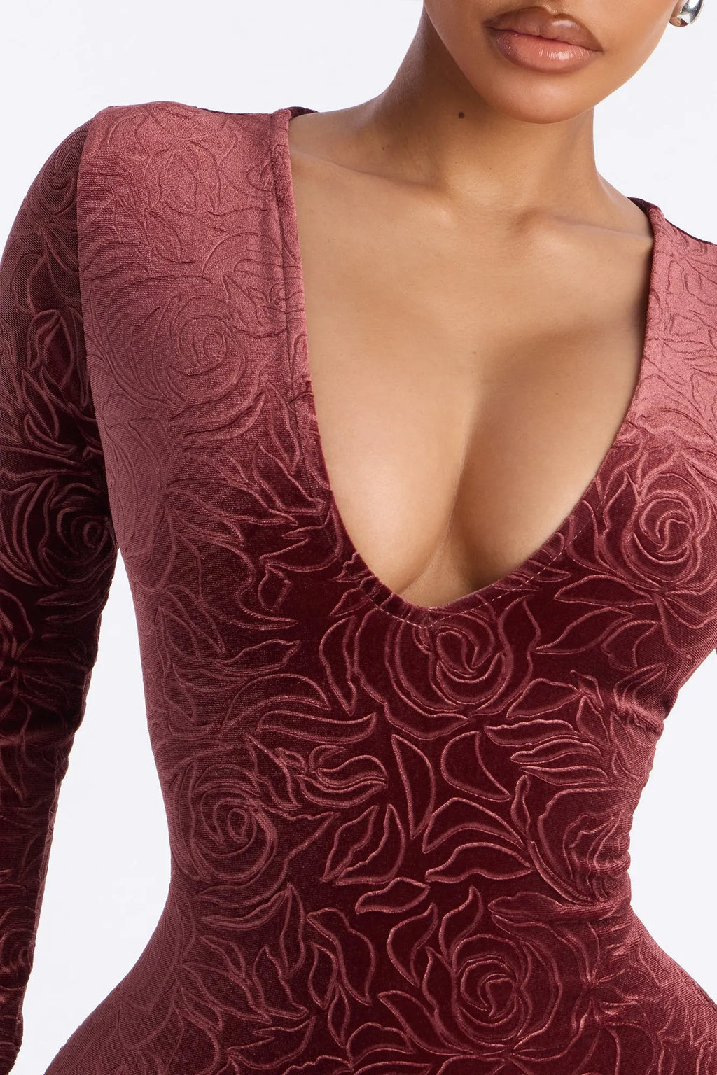 Estella Long Sleeve Velvet Midi Dress - Hunter