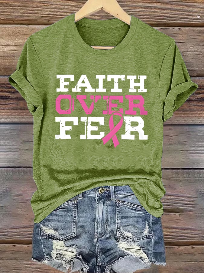 Women's  Faith Over Anxiety Breast Cancer Classic T-Shirt