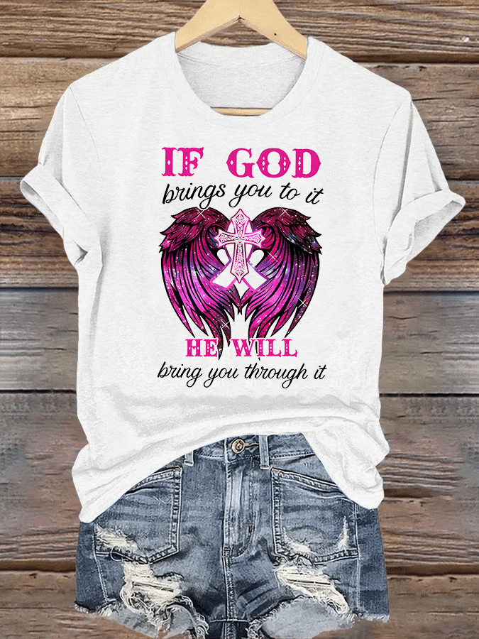 Women's  Faith & Strength: 'My God Is Stronger Than Breast Cancer' T-Shirt