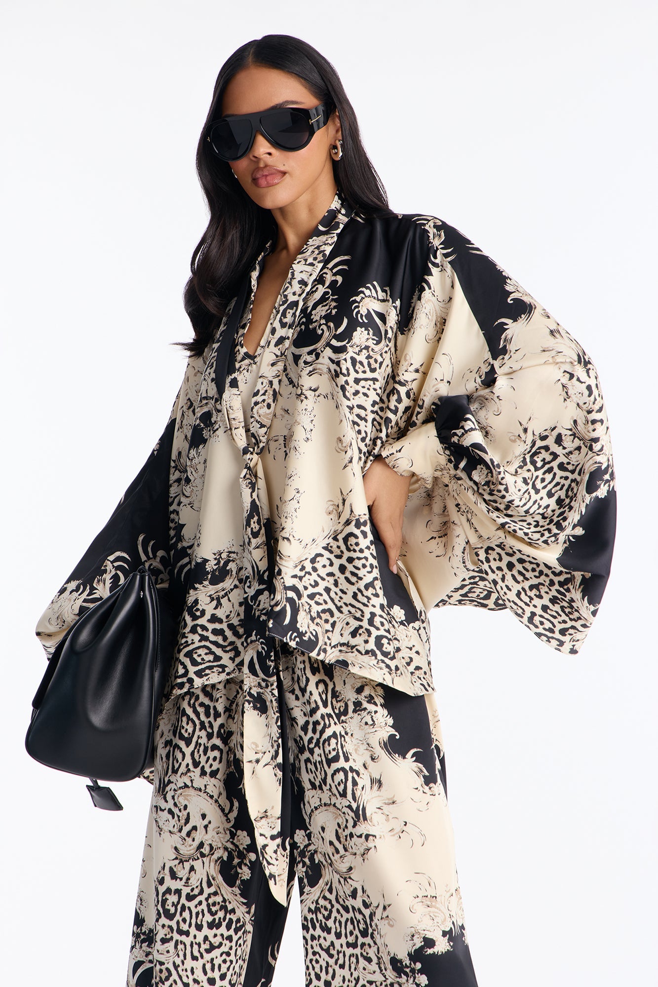Fierce Flow Satin Pant Set - Cream/combo