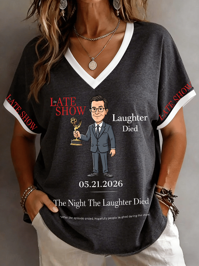 🔥Buy 3 Get 15% Off🔥Women's "The Night When Laughter Stops" Printed Comfortable V-Neck T-Shirt