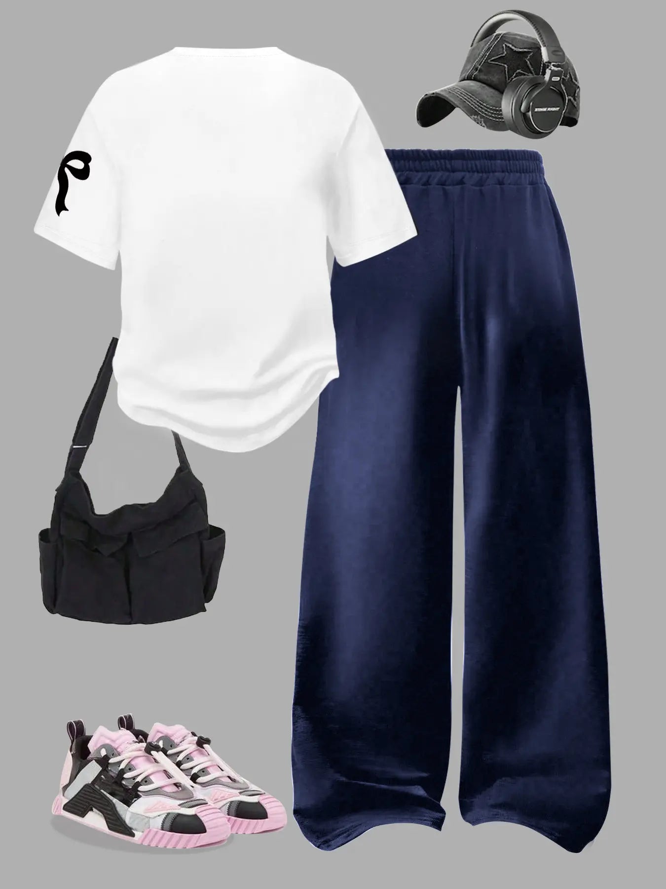Women's Two-Piece Set, Digital Pattern Round Neck Short Sleeve Top & Loose Casual Pants, Summer Fashion for Vacation Travel, Outfit