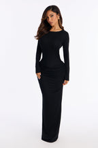 Pure Lust Backless Draped Maxi Dress - Black