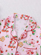 Women's Cute Strawberry Pattern Print Sleepwear Set