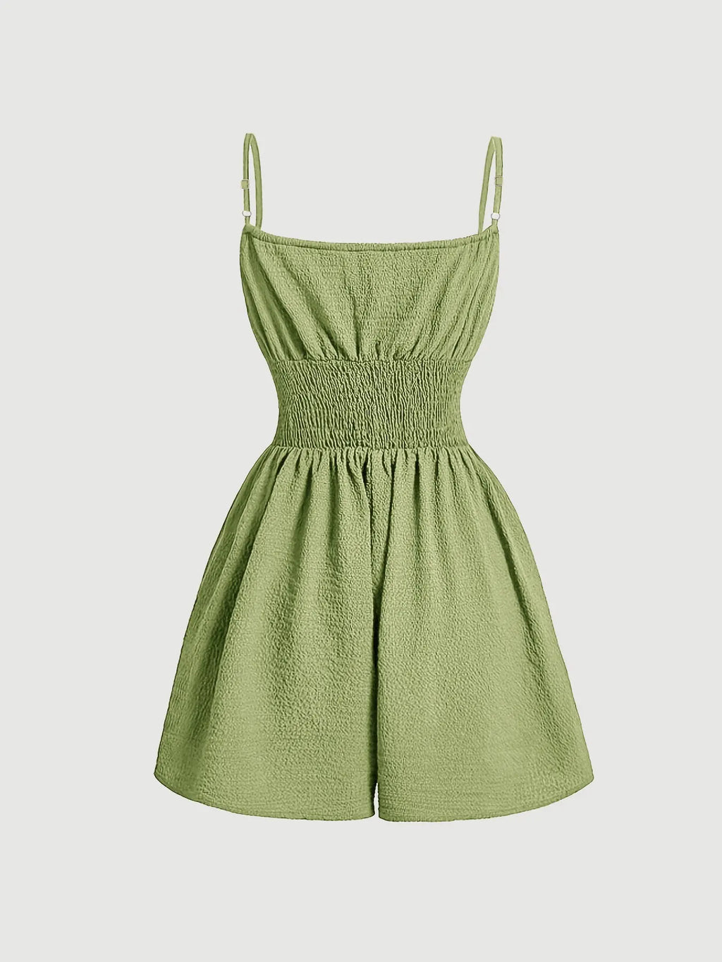 Women's Casual Sleeveless Romper with Front Tie and Elastic Waist