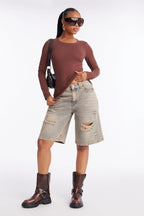 Sabrina Long Sleeve Tee - Camel