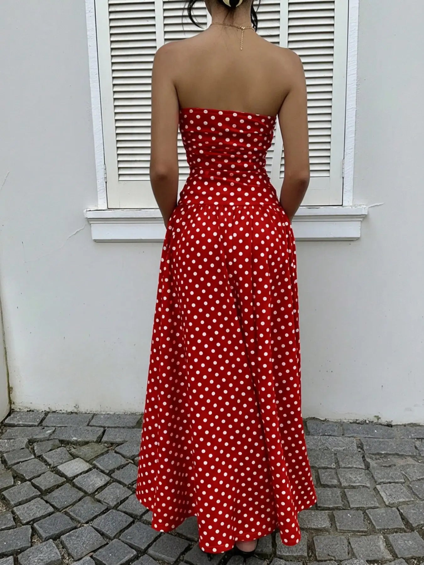 Women's Polka Dot Printed Ruched Waist Sleeveless Halter Dress, Elegant All Season Fashion, Perfect for Casual Wear, Stylish and Comfortable, Casual Fashion Chic, Casual Chic Outfit