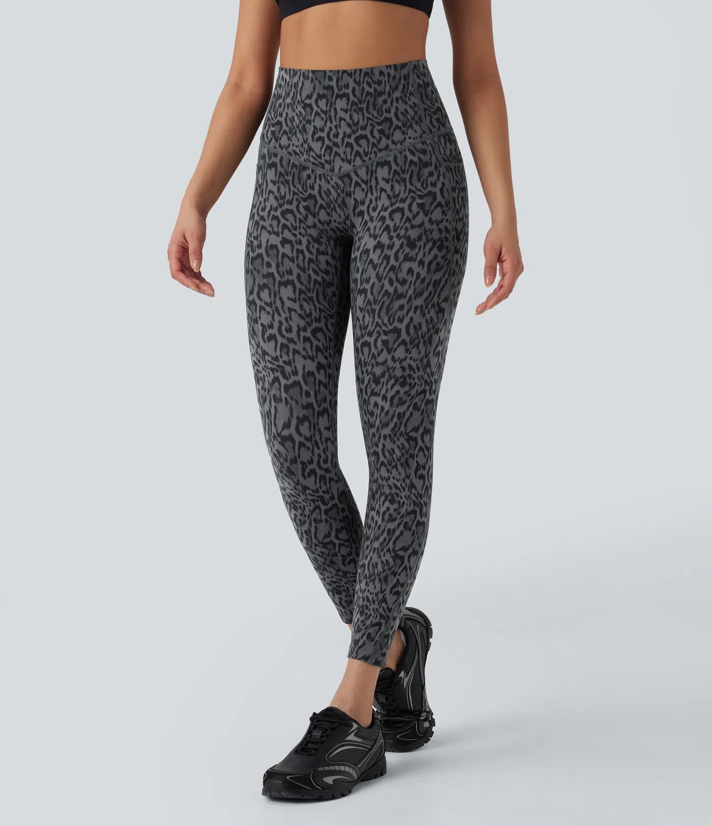 UltraSculptTM Leopard Print High Waisted Tummy Control Yoga Leggings with Pockets