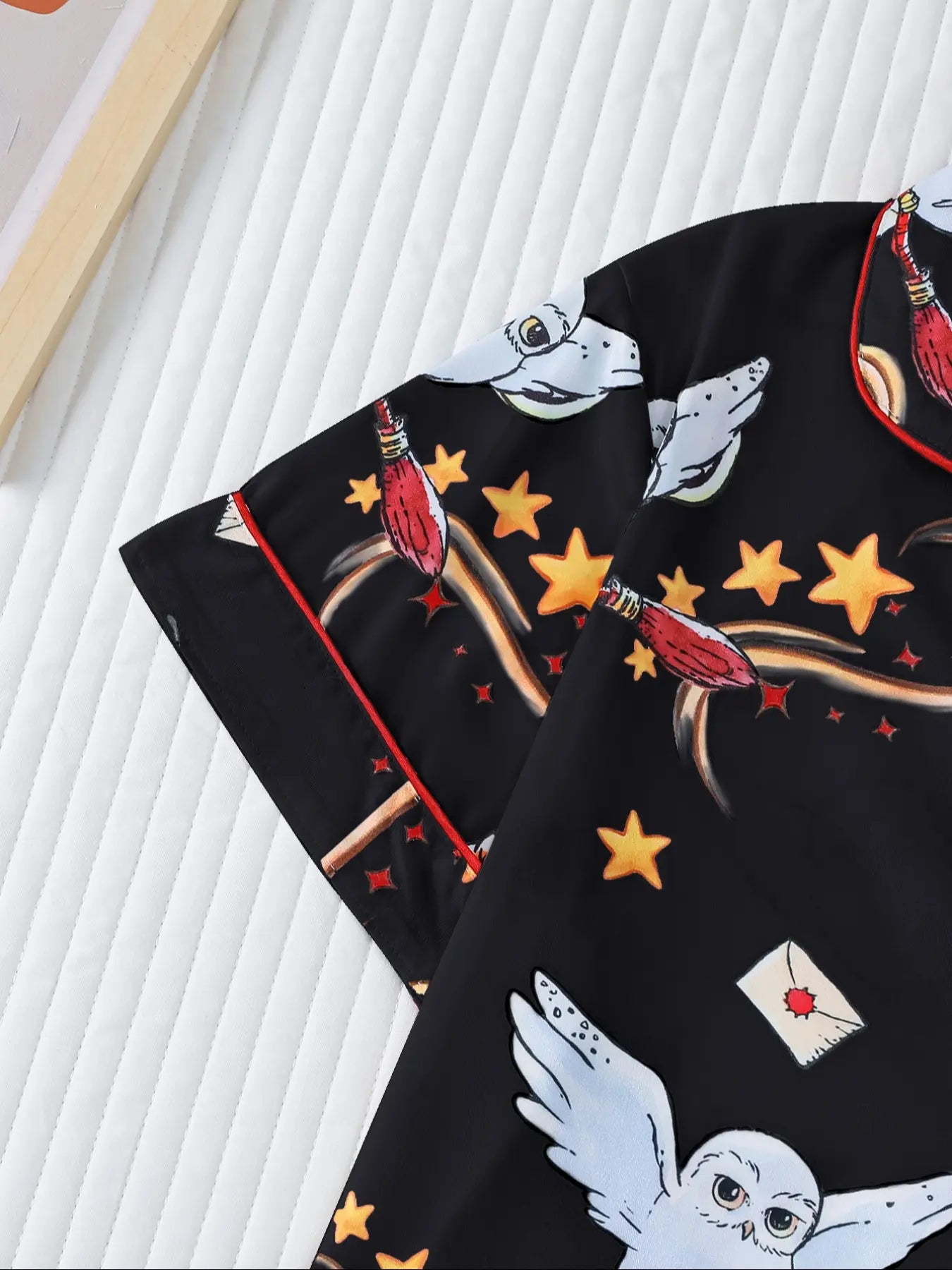 Women's Owl Print Short Sleeve Top & Elastic Waist Shorts Pyjama