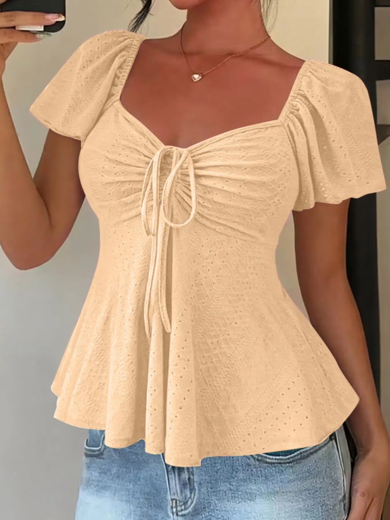 Women's Breathable Short Sleeve Blouse for Summer Casual Wear