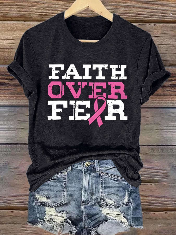 Women's  Faith Over Anxiety Breast Cancer Classic T-Shirt