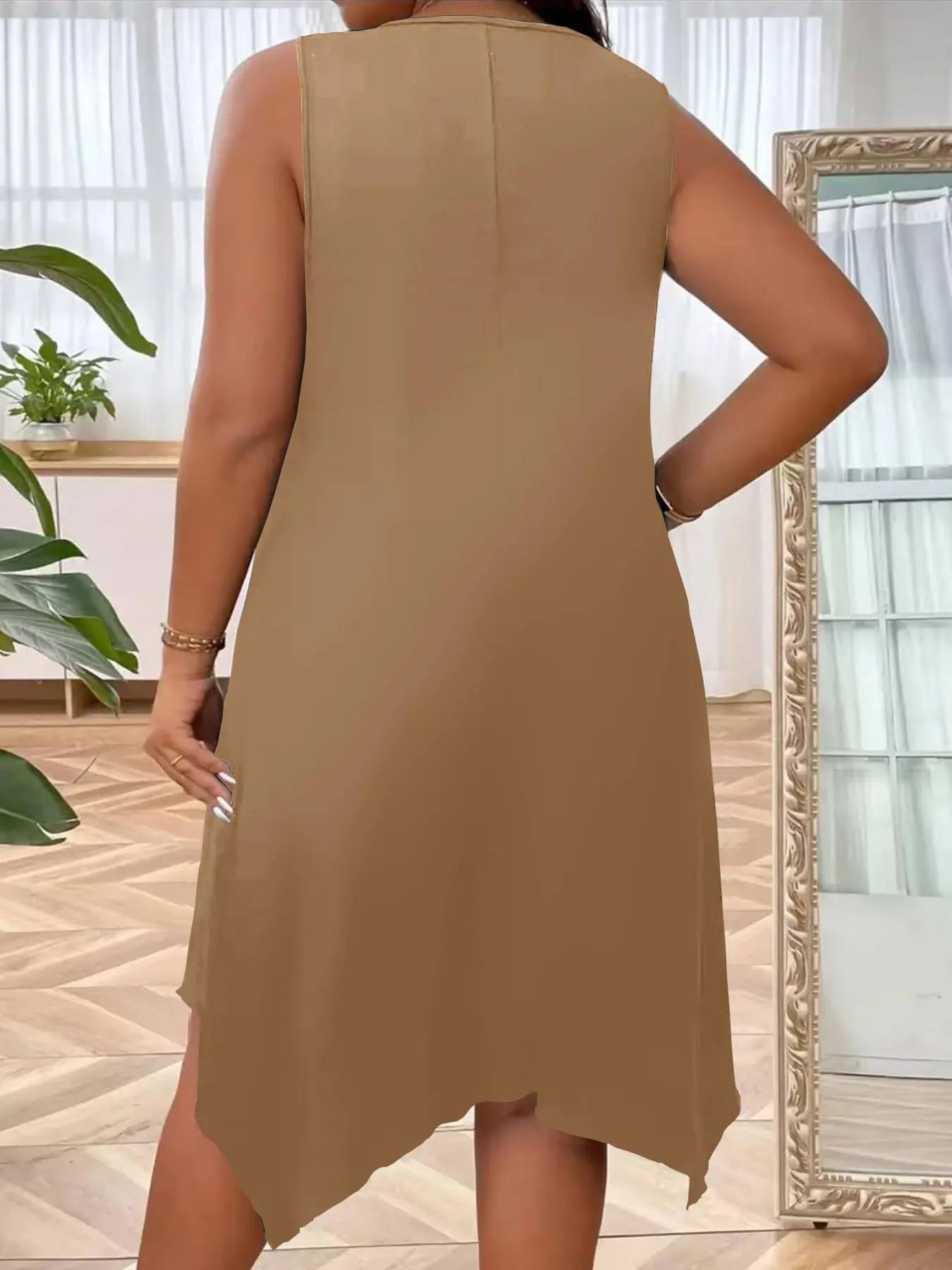 [Plus Size] Solid Color Tank Dress, Casual Sleeveless Dress for Daily Wear, Women's Plus Clothing for Summer, Bodycon Tank Dress