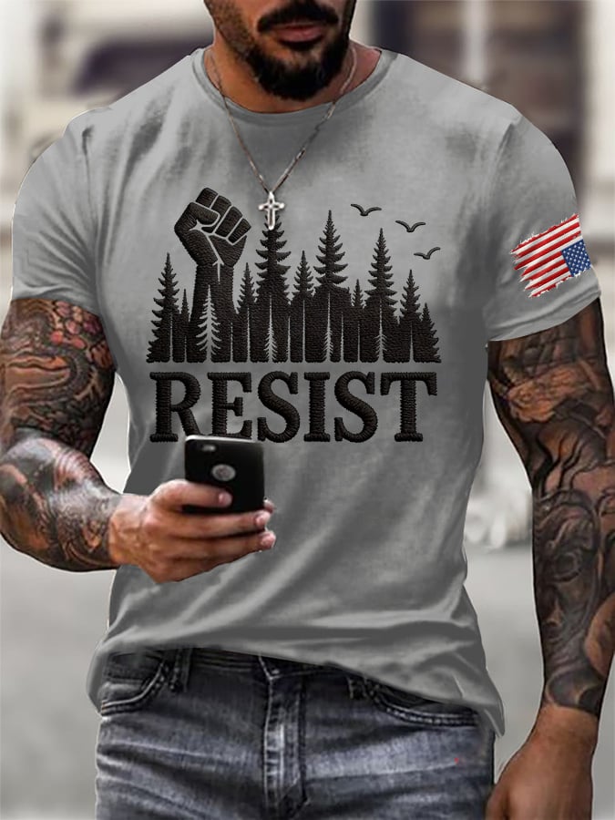 Men's Retro Resist Save The Forest Service Print T-Shirt