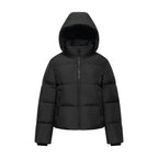Warm Core Premium Short Puffer Jackets with Removable Hood & Optional Faux Fur Linging, Lady Casual Outerwear Longsleeves Zip Pockets Warm Quilted Coat