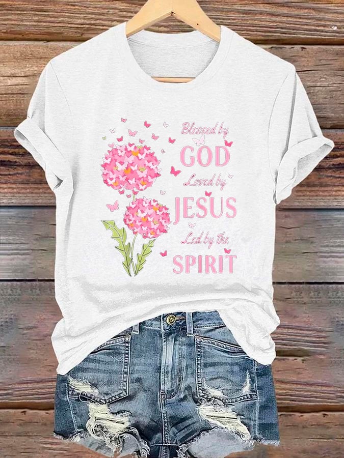 Women's Blessed by God Loved by Jesus Led by the Spirit T-Shirt