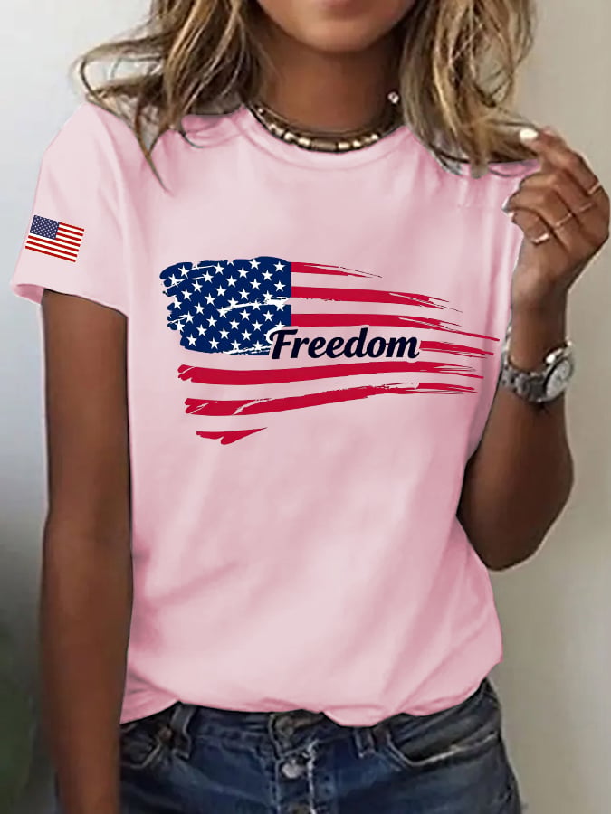 Women's Freedom Print Casual T-Shirt