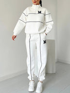 Women's sports and leisure stand collar two-piece set