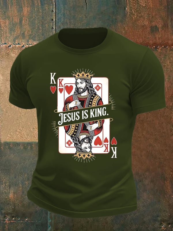 Men's  Jesus Is King Christian  Print T-Shirt