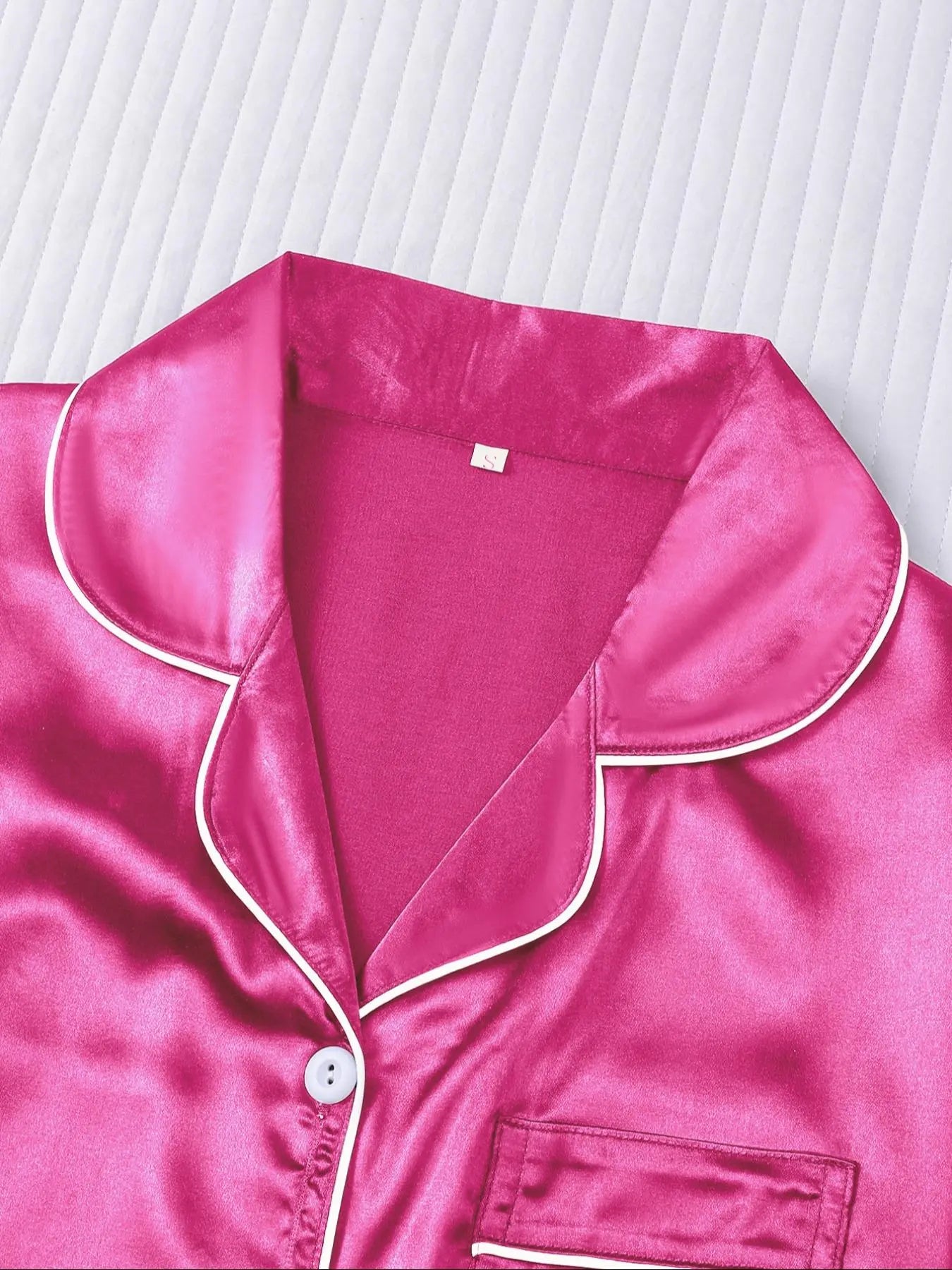 Women's Solid Satin Pyjama Three-piece Set