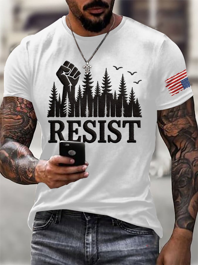 Men's Retro Resist Save The Forest Service Print T-Shirt