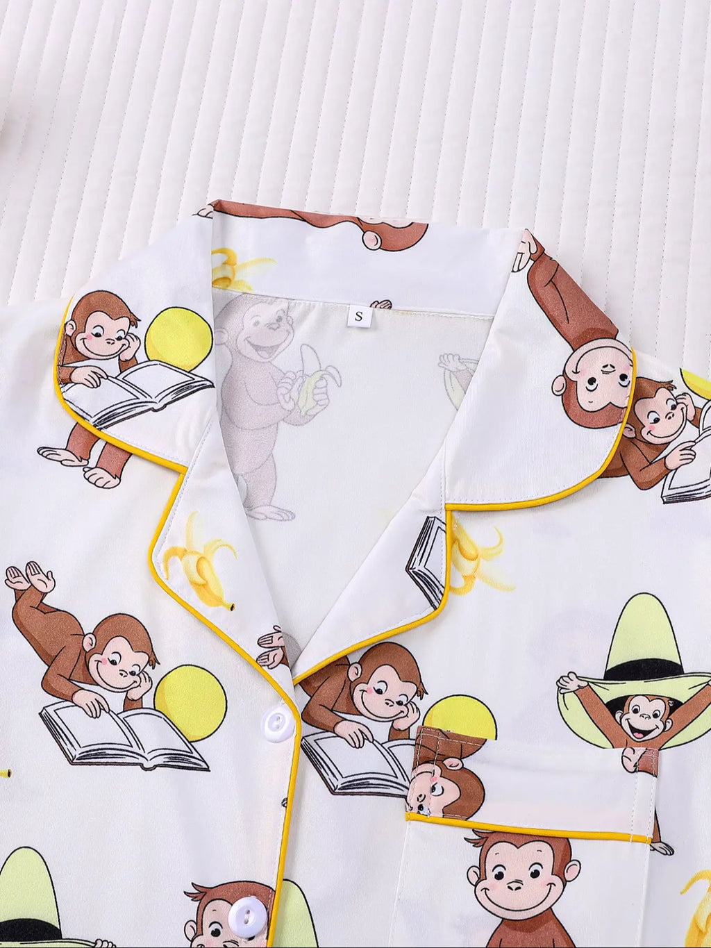 Women's Monkey Banana Print Pajama Set Pyjamas Pjs
