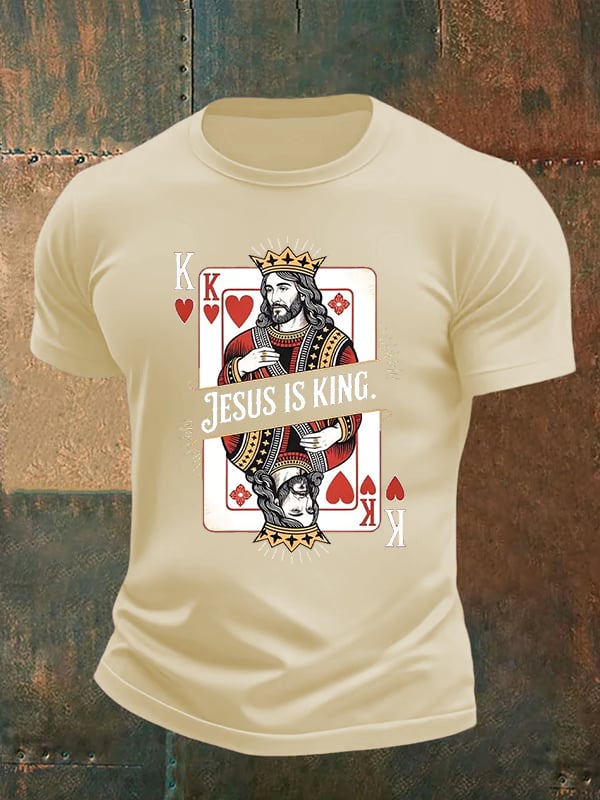 Men's  Jesus Is King Christian  Print T-Shirt