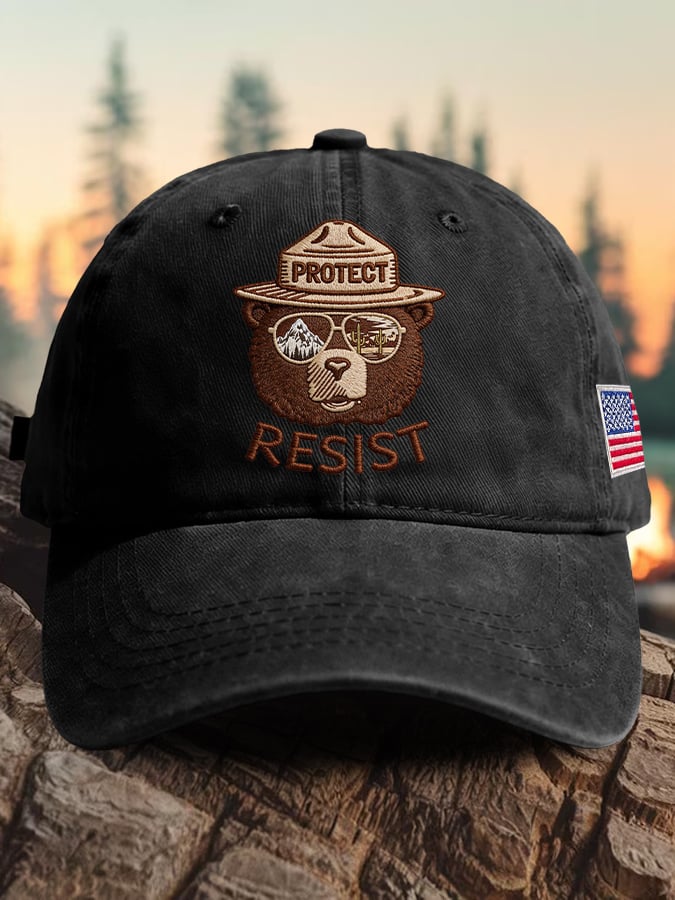 Retro Protect And Resist Print Baseball Cap
