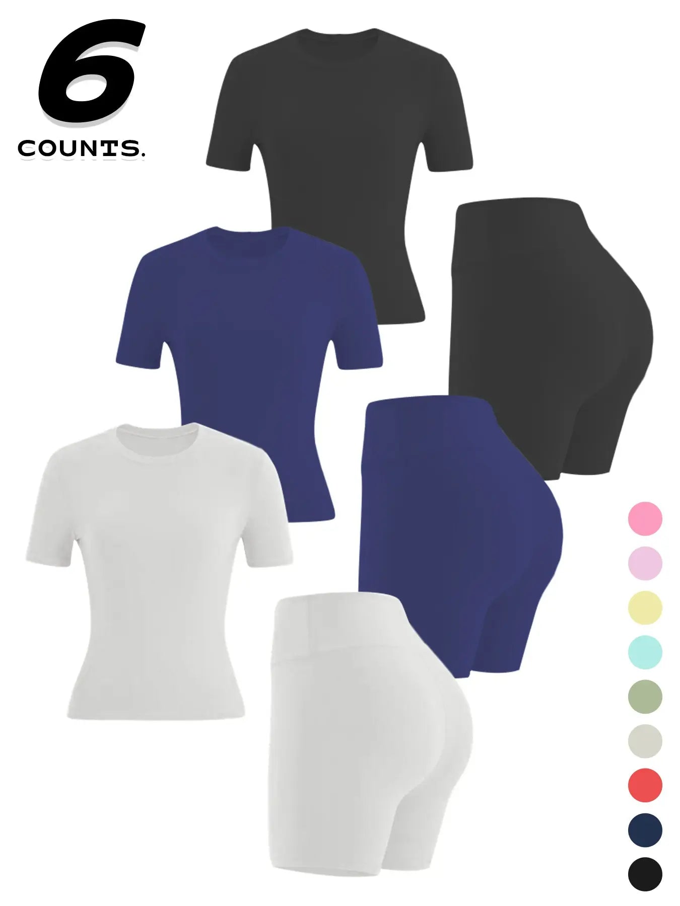 Women's Two-piece Set, Solid Color Tee & High Waist Skinny Shorts Tracksuit Set