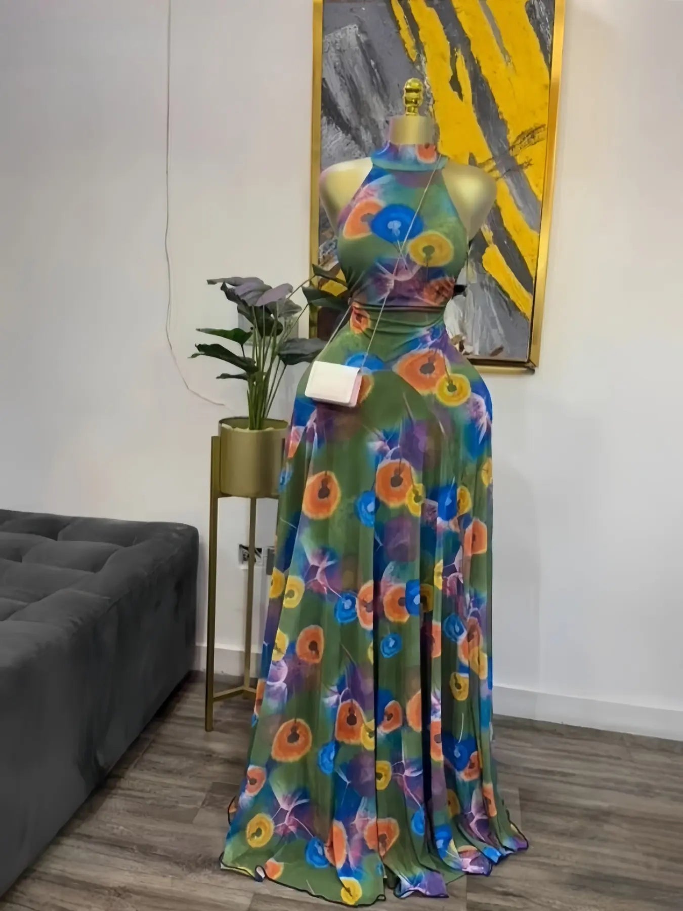 PULKRITU Women's Sleeveless Maxi Dress - Floral Print