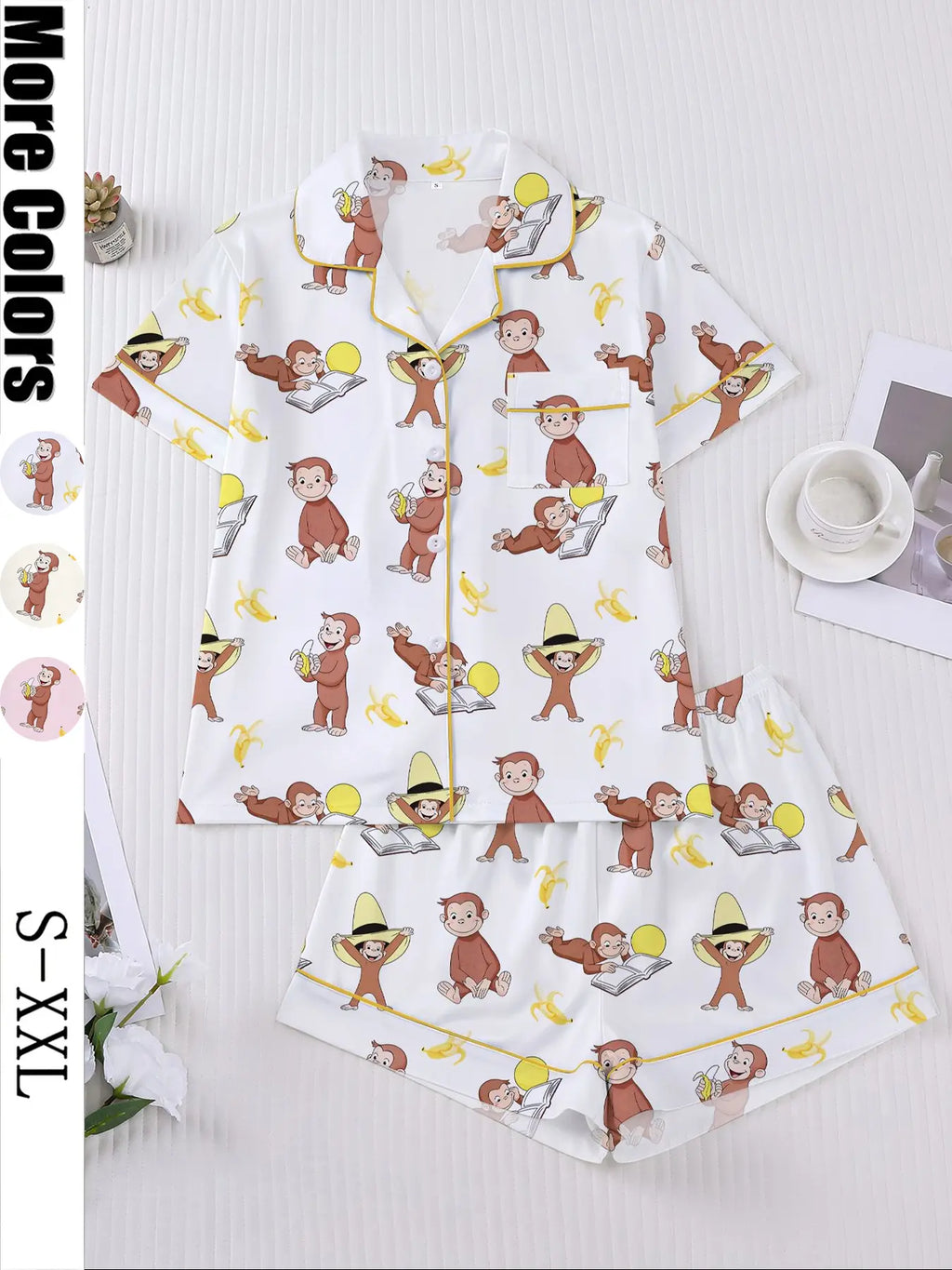 Women's Monkey Banana Print Sleepwear Set