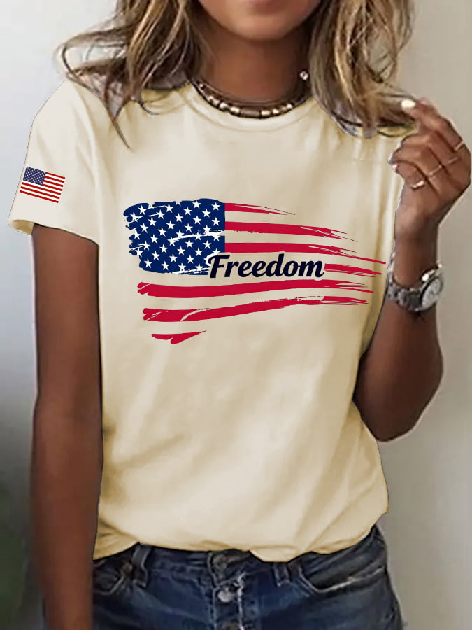 Women's Freedom Print Casual T-Shirt