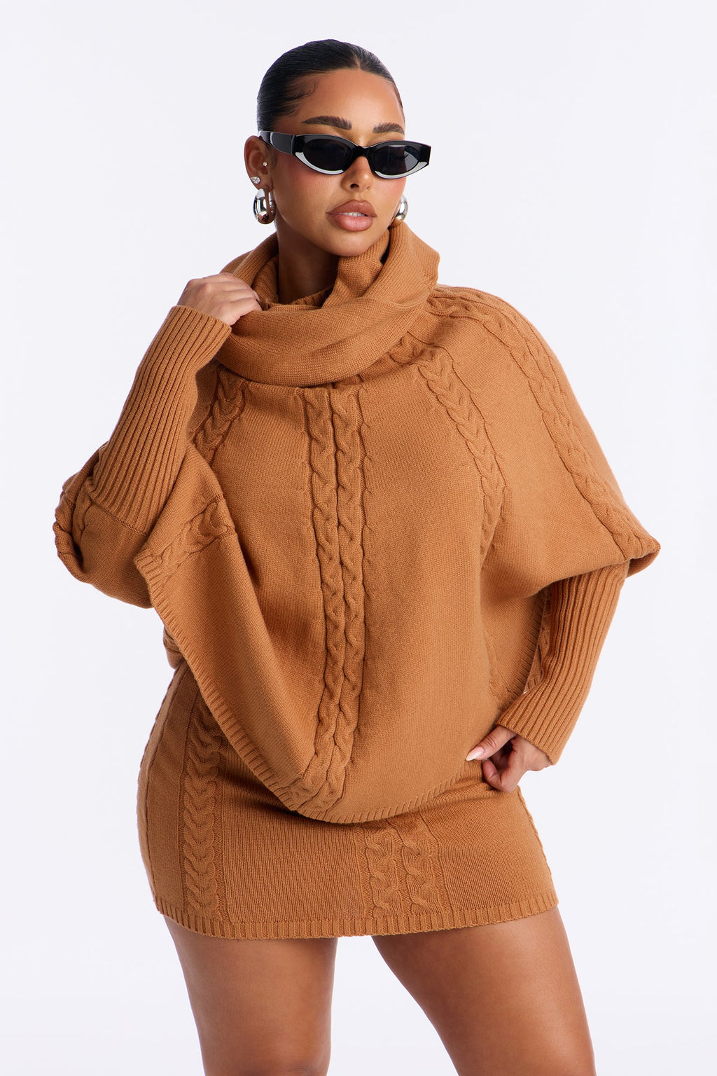 Bundle Me Up 3 Piece Sweater Skirt Set - Camel