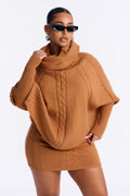 Bundle Me Up 3 Piece Sweater Skirt Set - Camel