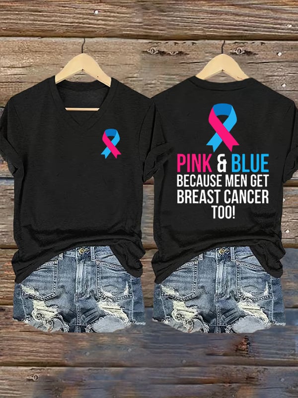 Women's  Casual Breast Cancer Print  T-Shirt