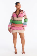 Sweet Treat Long Sleeve Sweater Mini Dress - Pink/combo