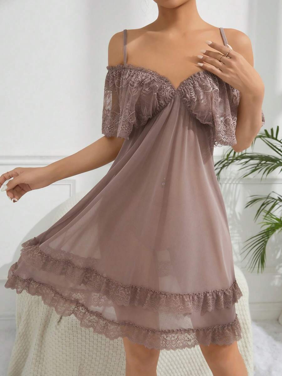 Slumberist Sexy Mesh Lace Women's Pajama Night Dress