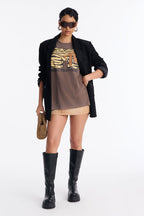 MTV Zebra Vibes Washed Oversize Tee - Brown
