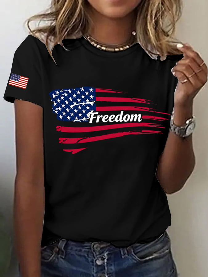 Women's Freedom Print Casual T-Shirt