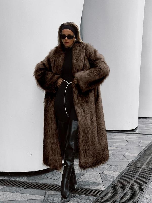 Women's Faux Long Coat Thicken Jackets Winter Warm Comfort Fashion Casual OL