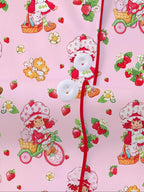Women's Strawberry Cartoon Print Sleepwear Loungewear Set