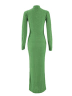Women's Plain Solid Long Sleeve Bodycon Dress, Casual Fashion Mock Neck Maxi Dress for Daily Wear, Ladies Clothes for Spring