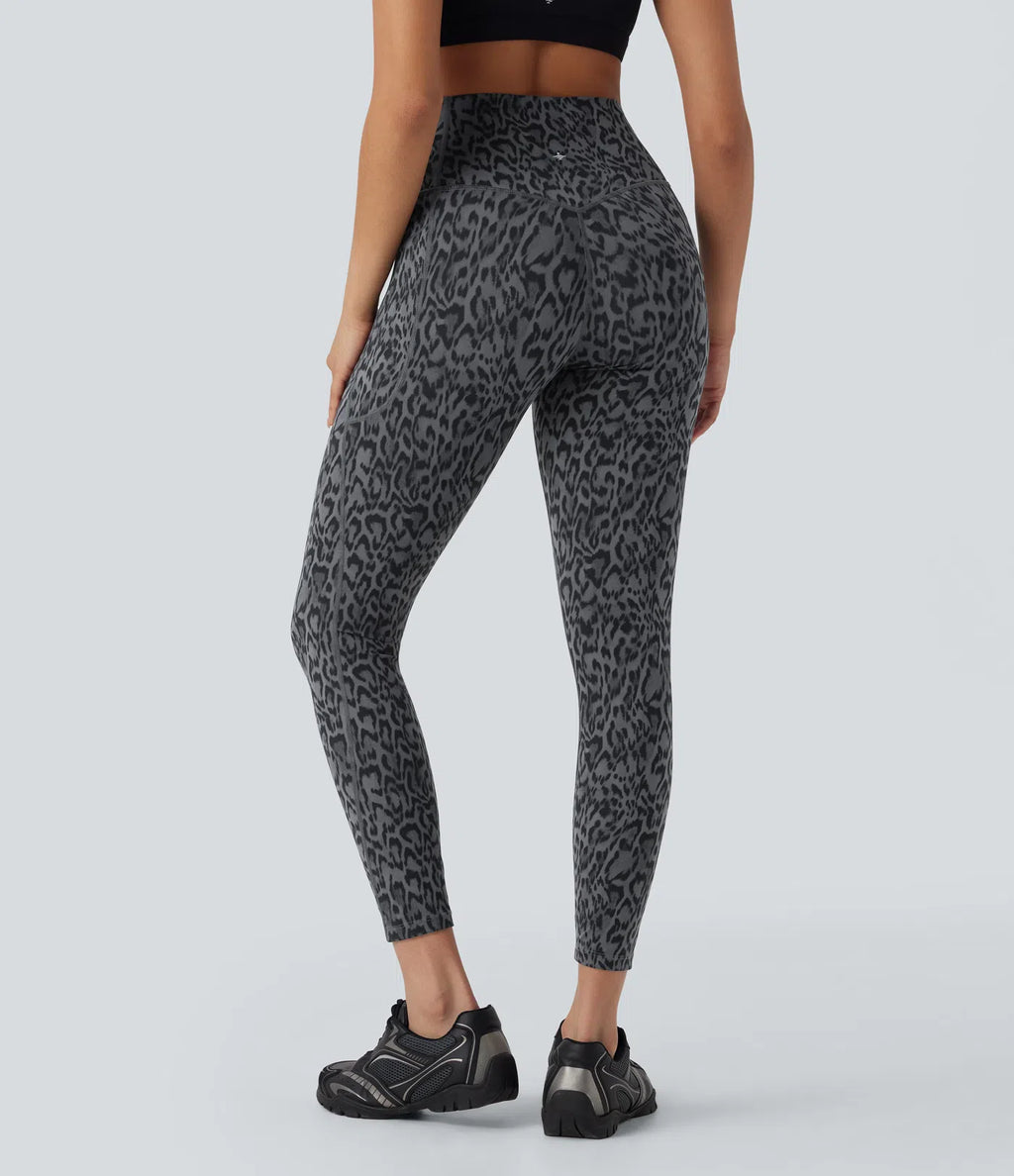 UltraSculptTM Leopard Print High Waisted Tummy Control Yoga Leggings with Pockets