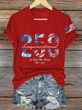 V-Neck Retro Semiquincentennial 250 In God We Trust Print T-Shirt
