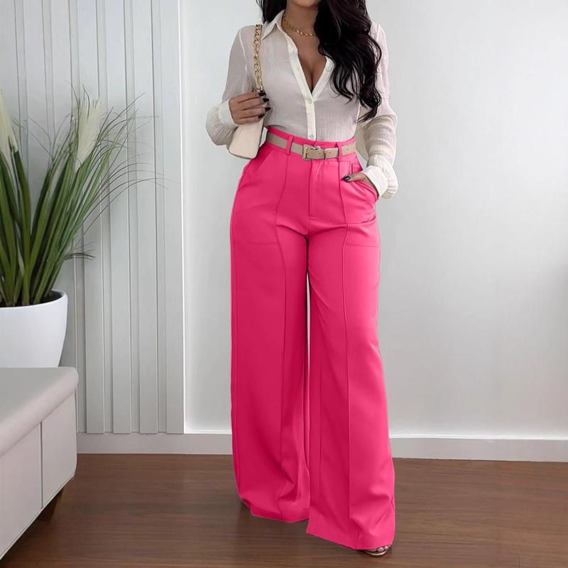 Women's Autumn New Commuter Casual Versatile Khaki Solid Color Draped Suit Pants Loose Straight Long Pants