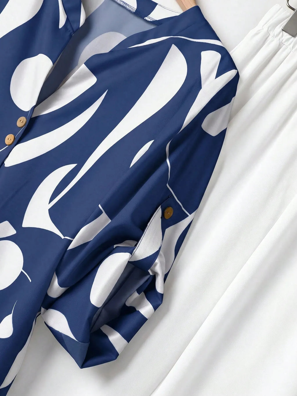 2pcs Women Contrast Color Print Shirt And Pants Set Old Money Style Business Casual Woman Blouse Sets For Ladies Two Piece
